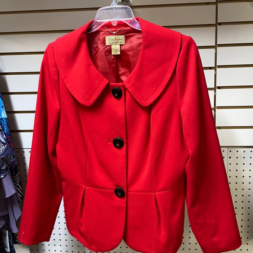 Size 16 Red Jacket with big black buttons- so stylish